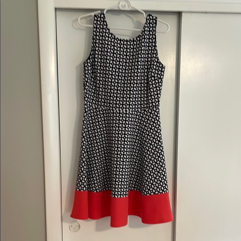 Blue & White with Pink Casual Dress